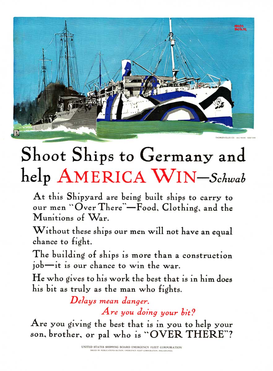 World War 1 original poster, WW1 poster, linen backed, antique poster, vintage poster, U. S. military ships, war campaign