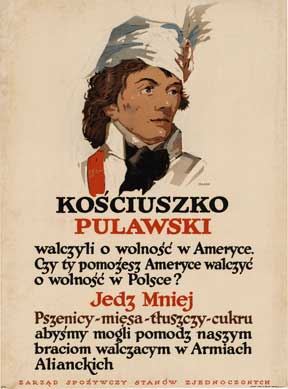 American poster with Polish text. Linen backed original WW1,
