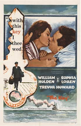 With this ket I the wed. A movie poster for the movie for The Key. William Holden and Sophia Loren
