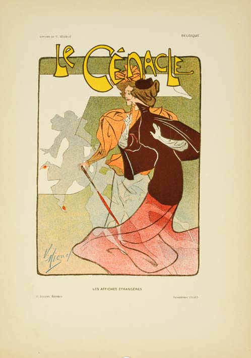 Art nouveau two sweepingly beautiful woman sell themselves on the corner. CHAIX, rare poster, turn of the century, art nouveau