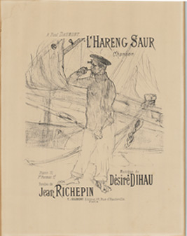 L’Hareng Saur, Henri Toulouse Lautrec, Lithograph, black and white, Belle epoque, Original Vintage Poster, Sailor, Pipe, ship