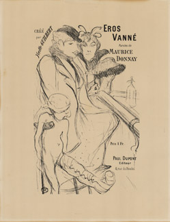 Henri Toulouse-Lautrec - Eros Vanne (Cupid Exhausted) turn of the century, lithograph, French poster, antique poster, rare poster, music sheet, Lautrec, poster art, posters for sale