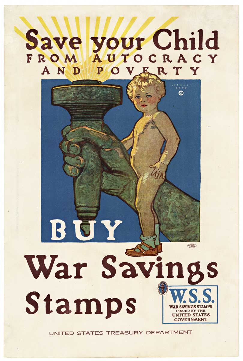 war poster, statue of liberty, torch, child, linen backed, original poster