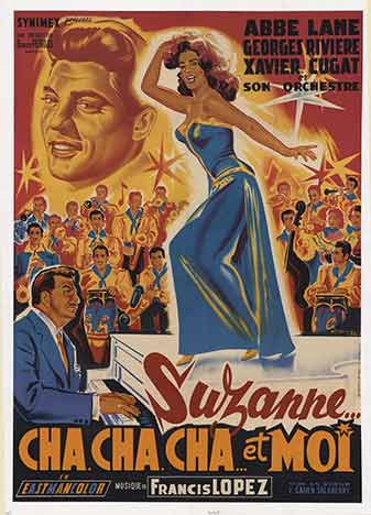 French movie poster, lithograph, orchestra, dancer on stage, music, piano, linen backed, fine condition.