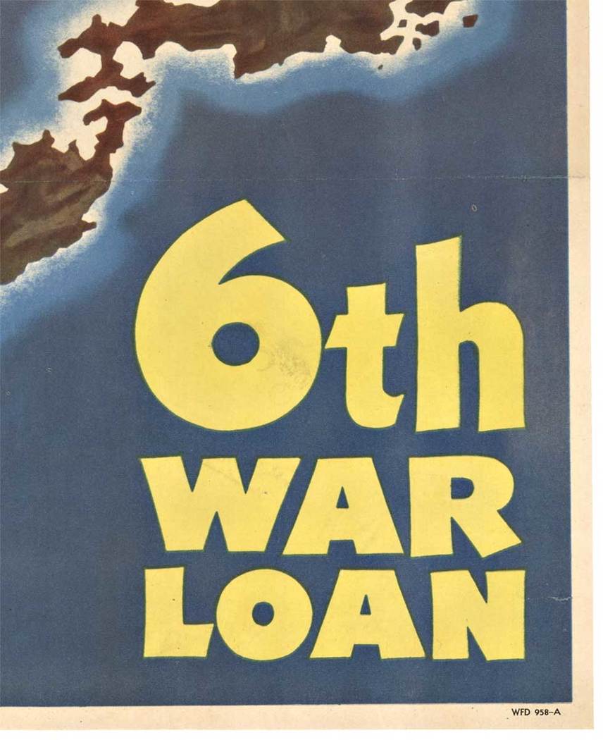 original WWII poster, linen backed, marne, Japan, island, war loan,