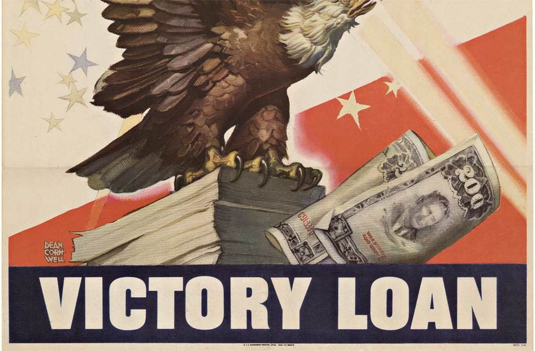WWII original poster, linen backed, American Eagle, Victory Loan.