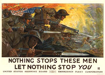 Original American poster World War 1: Nothing Stops These Men Let Nothing Stop You <br>Grade A condition. Definitely one of the very finest condition images in this size. Horizontal format. <br>Nothing stops these men: let nothing stop you <br>United 