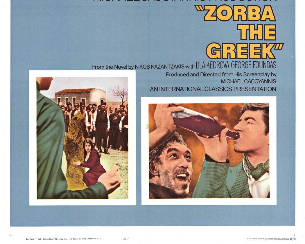 Anthony Quinn, Alan Bates, and Irene Paps star in “Zorba the Greek’
