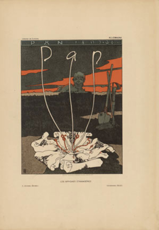 Original turn of the century poster: Pan, Les Affiches Etrangeres illustrees, Allemagne; printed in 1897; artist: Joseph Sattler (1867 - 1931). Printer CHAIX (Jules Cheret).
