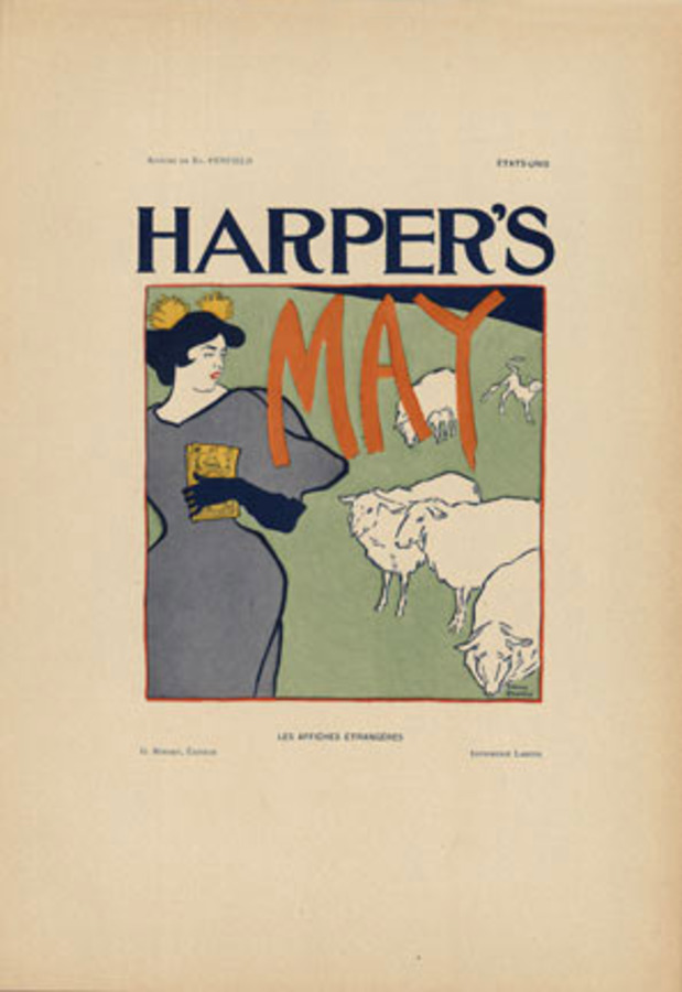 Harper's May, 1897 printing, French printer, CHAIX, Jules Cheret printer, Edward Penfield artist, sheet, small format, Les Affiches Etrangeres Illustrees