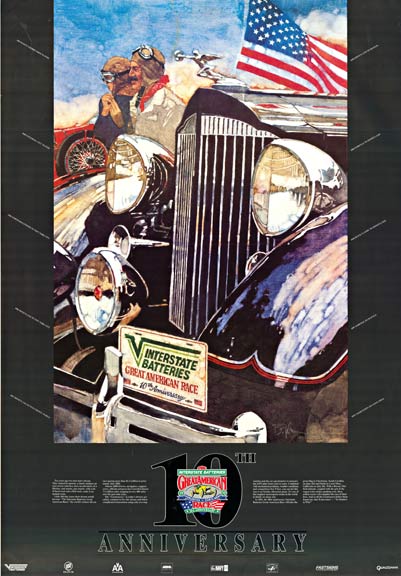 10TH ANNIVERSARY <br>1992 <br>INTERSTATE BATTERIES <br>THE GREAT AMERICAN RACE <br>ANNIVERSARY YEARBOOK <br>CHARLESTON TO COSTA MESA. <br> The Great American Race (now called the Great Race) was a precision pace race for street-legal automobiles that were
