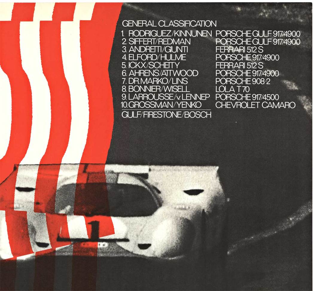 Original factory issue Porsche racing poster: Six Hours of Watkins Glen July 11, 1970 Porsche. <br>Ref. P.57; Porsche die Rennplakate. <br>Photo by Reichert.