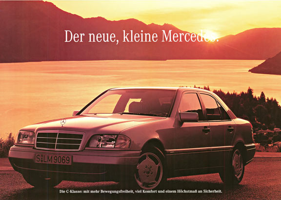 Original factgory issue for dealership Mercedes C Klass poster. <br>Size: 23.5 x 30" <br> <br>This is an original automotive poster issued by Mercedes.