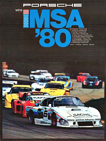 Original factory issued poster; Porsche wins IMSA '80 racing poster. <br>Ref. P. 98, Porsche die Rennplakate. Photo by Fischer.