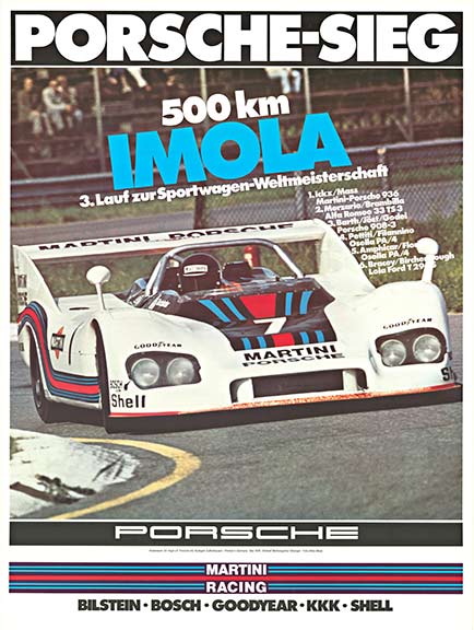 Original Porsche factory racing posters. Porsche-Sieg; 500km IMOLA. Fine condition.