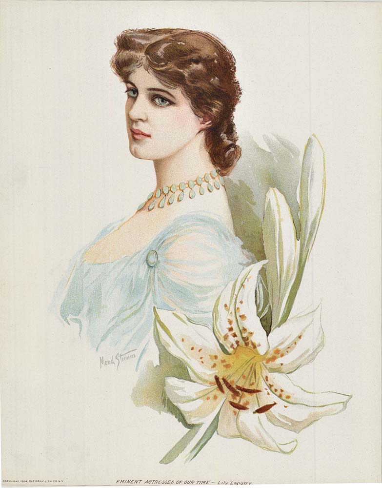 PORTRAIT OF LILY LANGTRY, original, turn of the century, original. Lily flower.