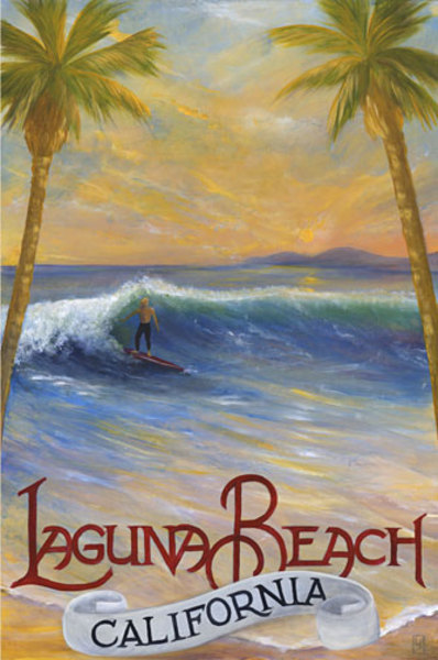 Loren Shaw Hellige - Laguna Beach - California - Surfer (S) - Giclee - 17 X 22"