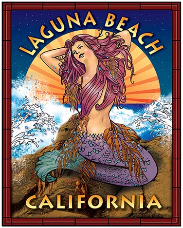 Bill Atkins - Laguna Beach Mermaid (California) (S) - Giclee - 17 x 22