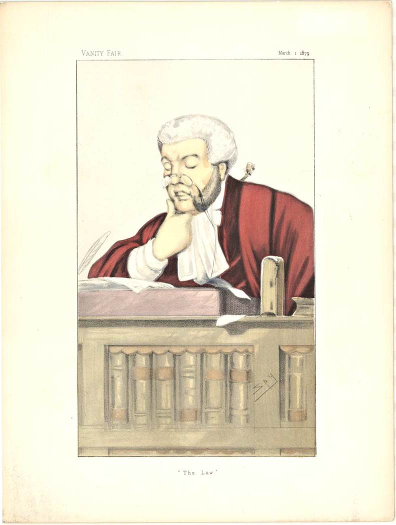 judge, red coated juidge, original, 1879 print, vanity fiar
