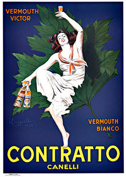 maple leaf, woman, 2 bottles, original Cappiello, affiche, Italian, poster art, posters for sale