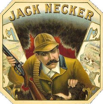 Anonymous Artists - Jack Necker cigar box label - embossed lithograph - 4.5 x 4.5"
