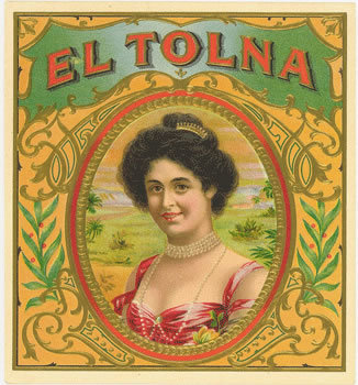 Anonymous Artists - El Tolna cigar box label - embossed lithograph - 4.5 x 5"
