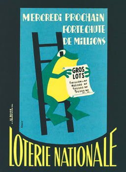 A frog sits on a ladder. That’s weird, play the Loterie Nationale