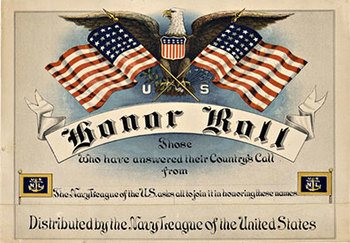 Small format U. S. Government "Honor Roll" poster.   Disbribued by the Vay League of the United States.   U. S. Honor Roll for those who have answered their Country's Call.