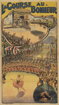 end of WW1 celebratin, dancers, celebration, linen backed, French poster