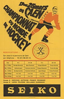 ice hockey poster, orignal poster, linen backed. Hocey player,