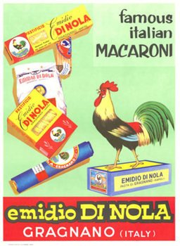 Emidio di Nola, original Italian pasta poster.   Size 19" x 25.5".   Professional acid-free archival linen backed; in excellent condition; ready to frame.   Famous Italian macaroni.   Produced in Gragnano, Italy.    Like most all Italian vintage posters; 