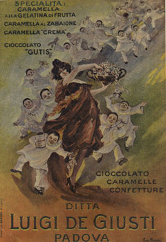 woman tossing chocolate to children