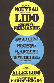 Marquee panel for the Lido cabaret in Paris France. Linen backed rare original French poster.