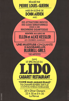 Lido poster, Lido Las Vegas, original poster, linen backed rare poster panel for the French Lido,