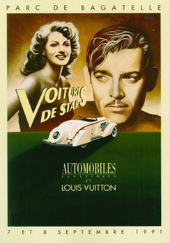 Louis Vuitton - Parc Bagatelle 1991; Artist: Razzia. Size: 20" x 28.5". Archival linen backed original French poster hand signed by the artist. <br> <br>Linen backed hand signed original Louis Vuitton - Parc Bagatelle Concours d'Elegance; Automobile
