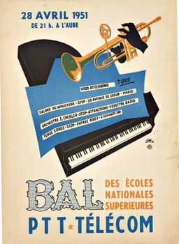 piano, trumpet, French poster, original poster