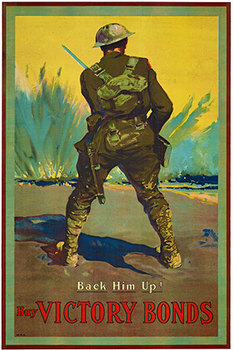  Title: BUY VICTORY BONDS BACK HIM UP! , Date: C.1917 , Size: 24 X 36/5