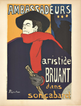 Ambassadeurs Artiside Bruant. A Toulouse-Lautrec work, one of the more common ones