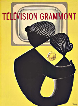 TELEVISION GRAMMONT, printer: Draeger. Size 23.75" x 32". Original lithograph. Archival linen backed in excellent condition; ready to frame. <br> <br>This poster is a French advertisement for a company that made both television sets and gramophon