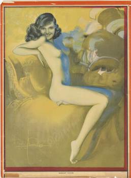 Original pin-up: Radiant Youth. Rolf Armstrong. 1939. <br>Linen backed, ready to frame. Note that this the rare large size in a 22" x 16" format (not the 8" x 10') The name "Radiant Youth" is printed along the center bottom cream panel. Litho: 