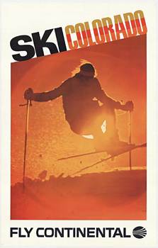 skiier, skier, colorado, sun, orange, original poster, vintage poster