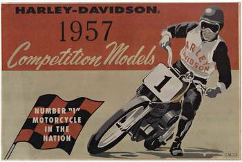 horizontal Harley Davidson poster, orriginal poster, linen backed, cycle art, lithograph, fine condition.