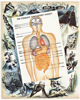 Title: The Stomach Can't Digest Anxiety , Date: 1930's , Size: 11.25