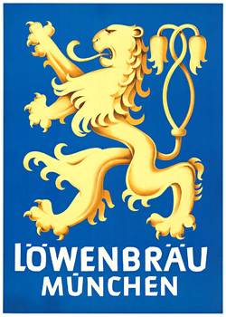 Original Lowenbrau Munchen Vintage Poster with Iconic Lion - Conservation Linen Backed, Ready to Frame, Excellent Condition. (Löwenbräu Münchn) <br> <br>The Original Lowenbrau Munchen Vintage Poster with Iconic Lion is a true collector's item. This poste