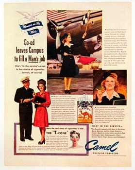 stewardess smokinmg a Camel cigarett, airplane,