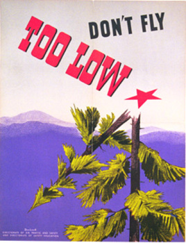 trees, mountain sides, military poster, linen backed, fold marks