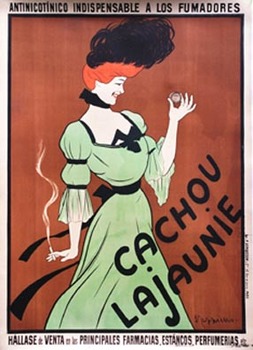 Cappiello's 1st poster for Lajaunie breath freshening pastilles ("indispensable for smokers") His client, Mr. Lajaunie wrote to Vercasson, the printer, to say that in France and abroad numerous collectors were asking for copies of this beloved image.<br>