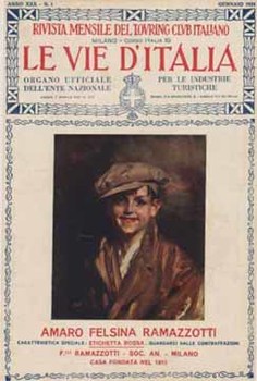 little boy in a picture frame, liquor poster, Italian
