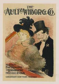 Henri Toulouse-Lautrec, French Poster, Origina; Vintage Poster, Man in suit and woman in fur coat, Cincinnati-new york-chicago, The Ault and Wiborg Co, opera, theatre
