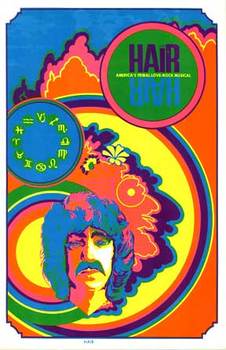  Title: HAIR America's Tribal Love Rock Musical , Date: ca. 1969 , Size: 23 x 35 , Medium: Lithograph , Price: $298